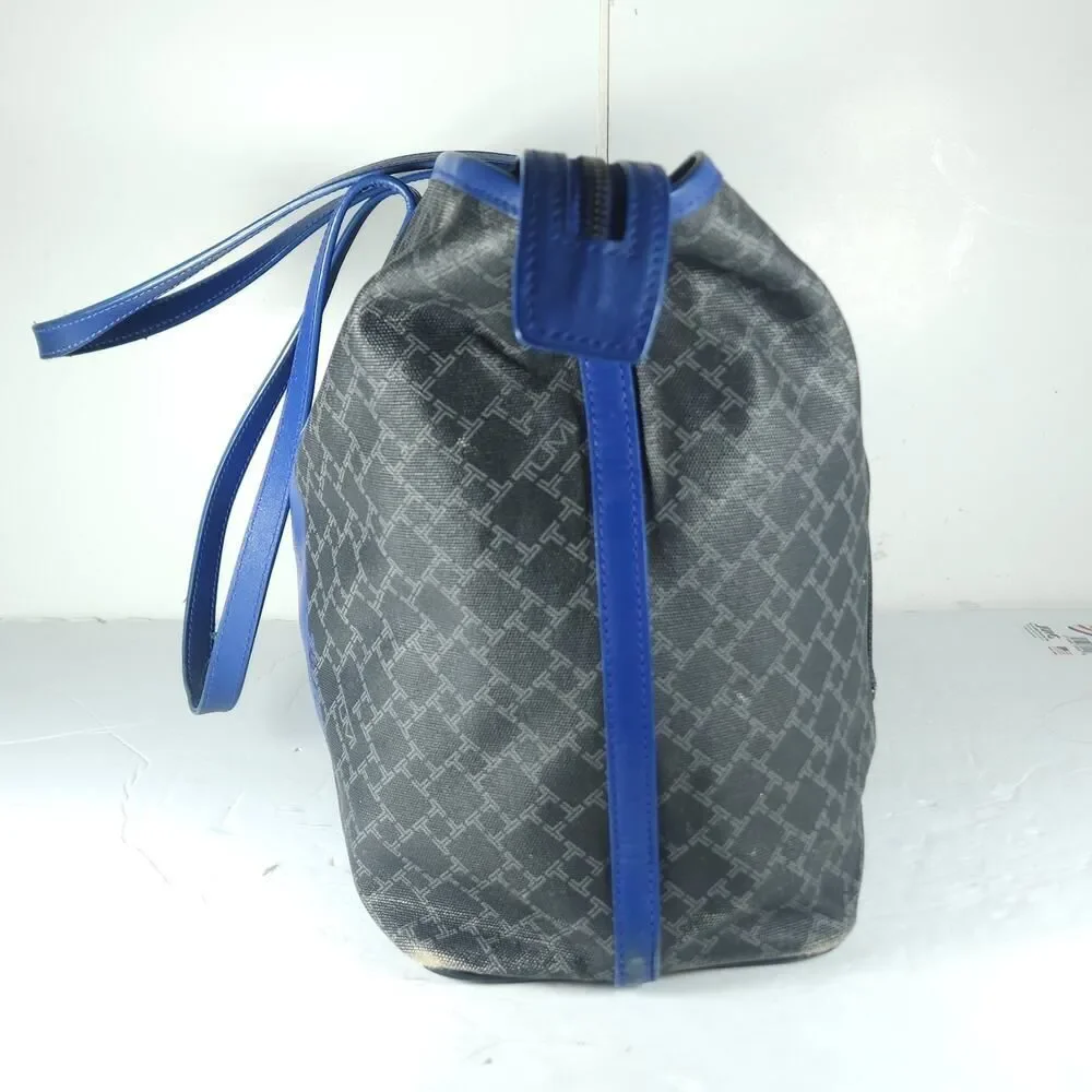 Tumi Everyday Women's Black Blue Leather Canvas Large Travel Caryall Tote Bag